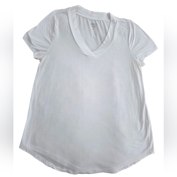 Market & Spruce White Short Sleeve Relaxed T-Shirt - Picture 1 of 4